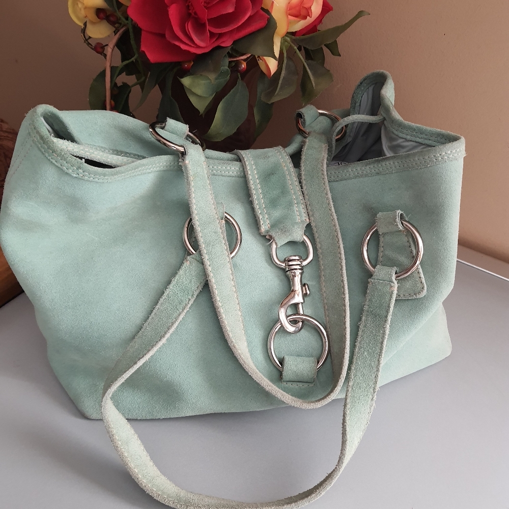Miu Miu Mint Green Suede Mini Tote